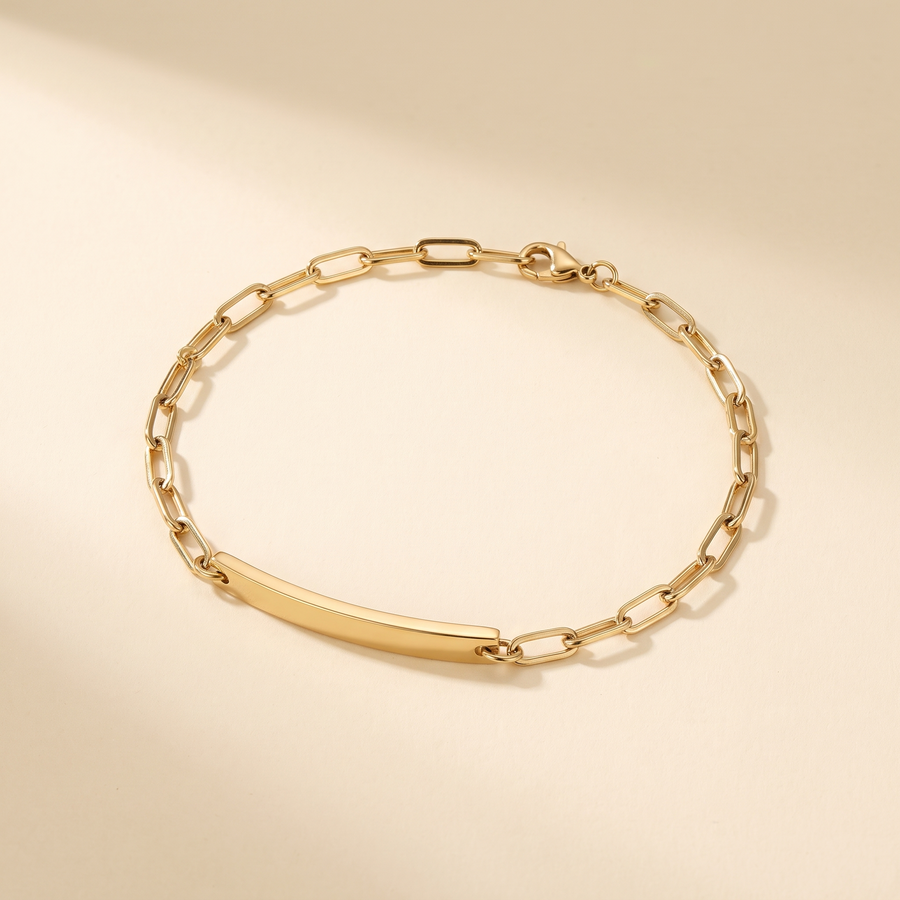 Custom Engraved Stainless Steel Paperclip Chain Bracelet – Personalized DIY Couple Jewelry for Men & Women