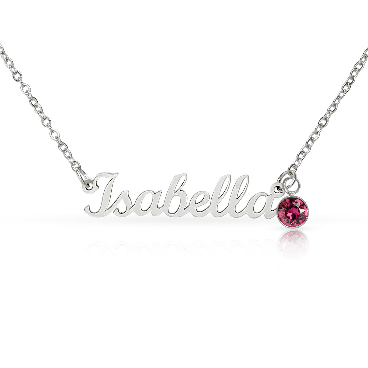 Custom name necklace with birthstone charm