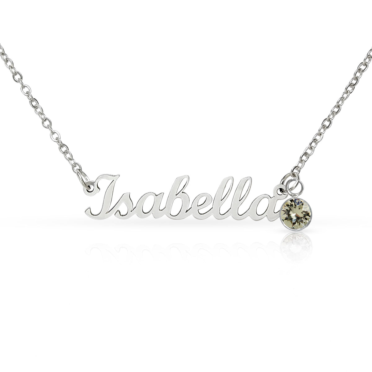 Custom name necklace with birthstone charm