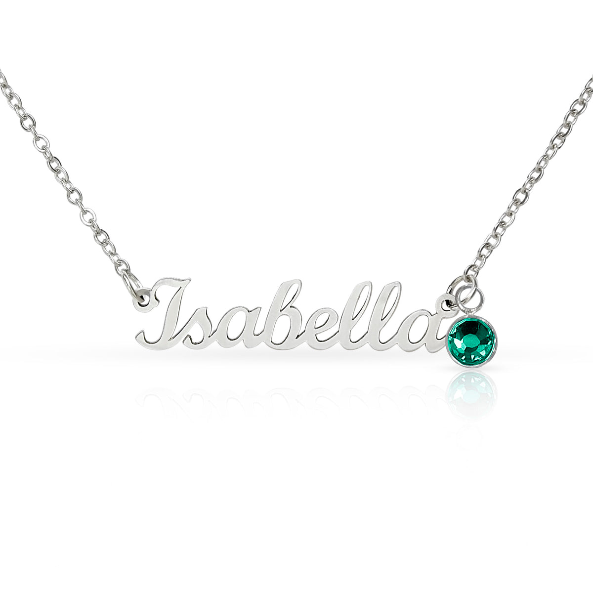 Custom name necklace with birthstone charm