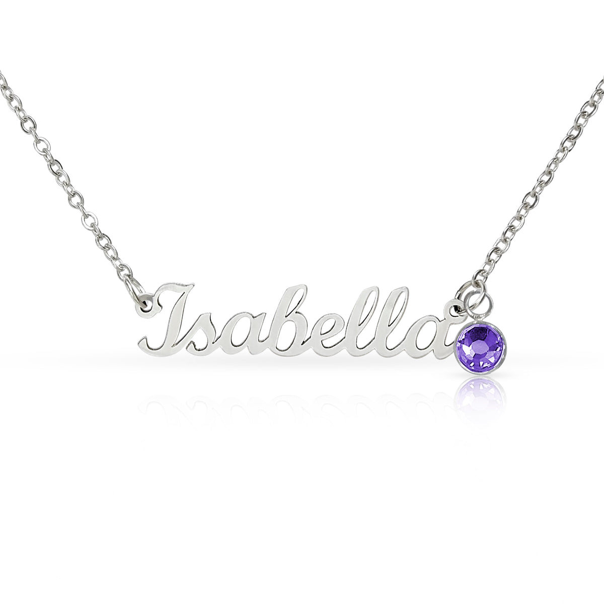 Custom name necklace with birthstone charm