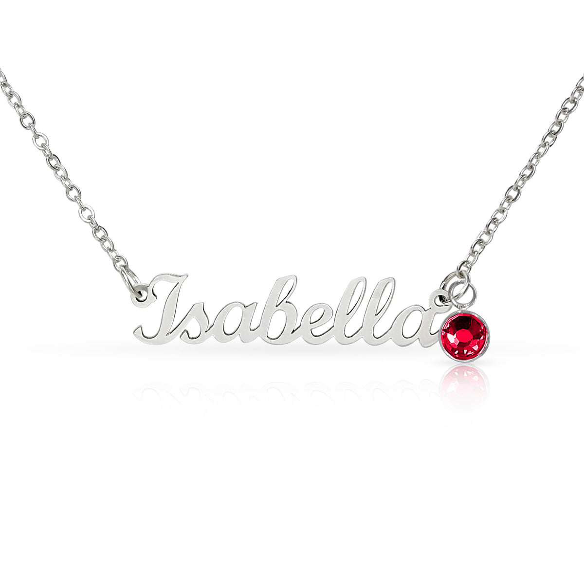 Custom name necklace with birthstone charm