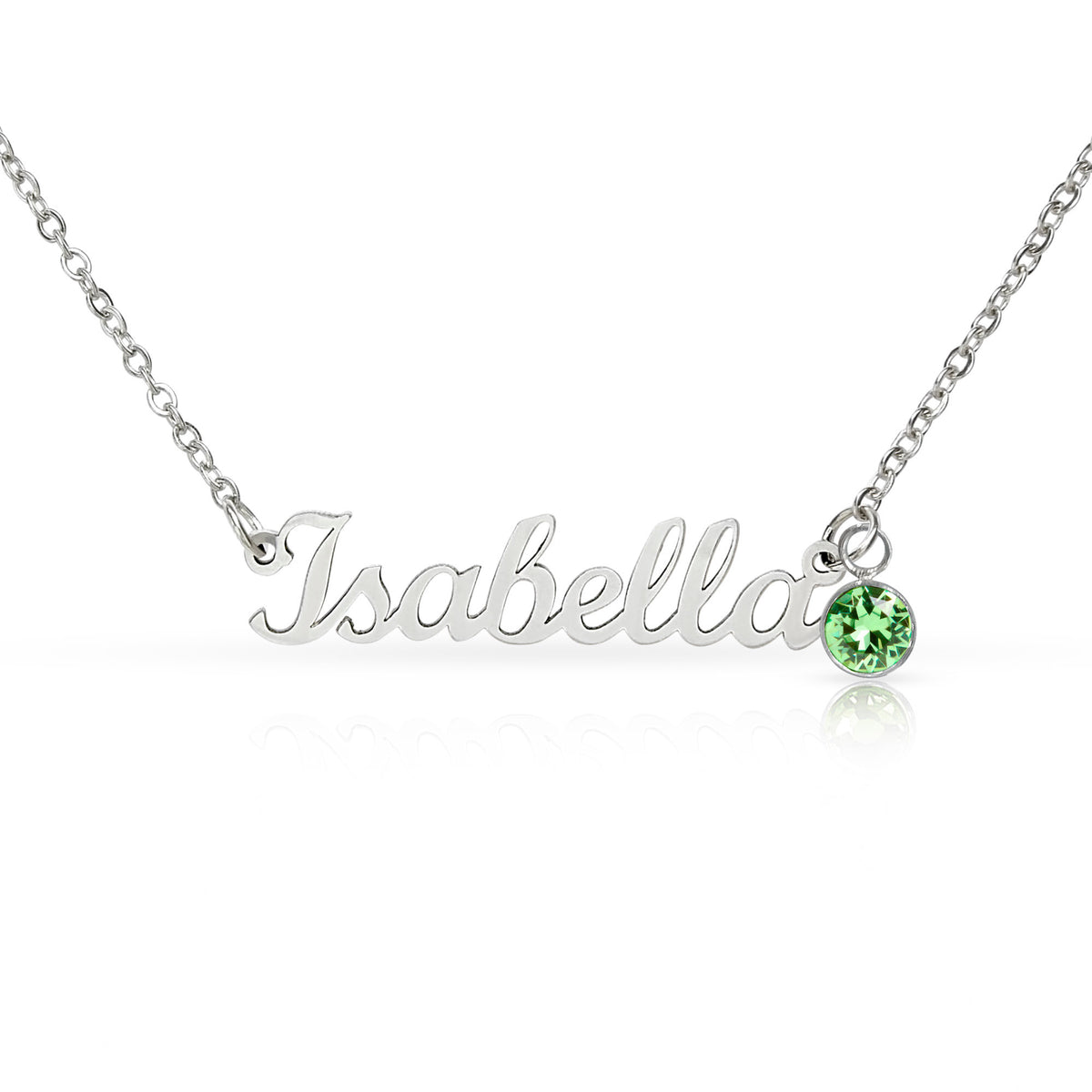 Custom name necklace with birthstone charm