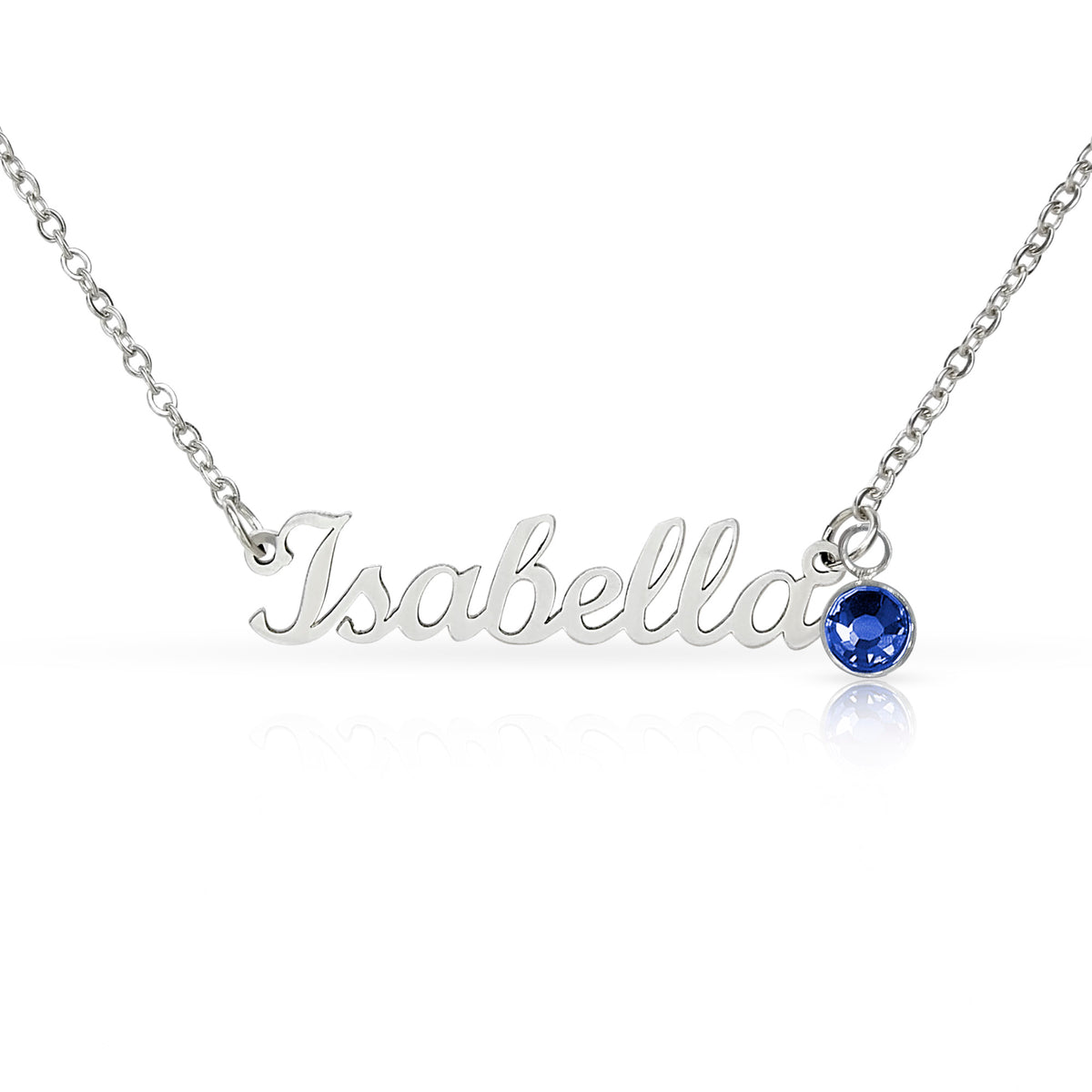 Custom name necklace with birthstone charm