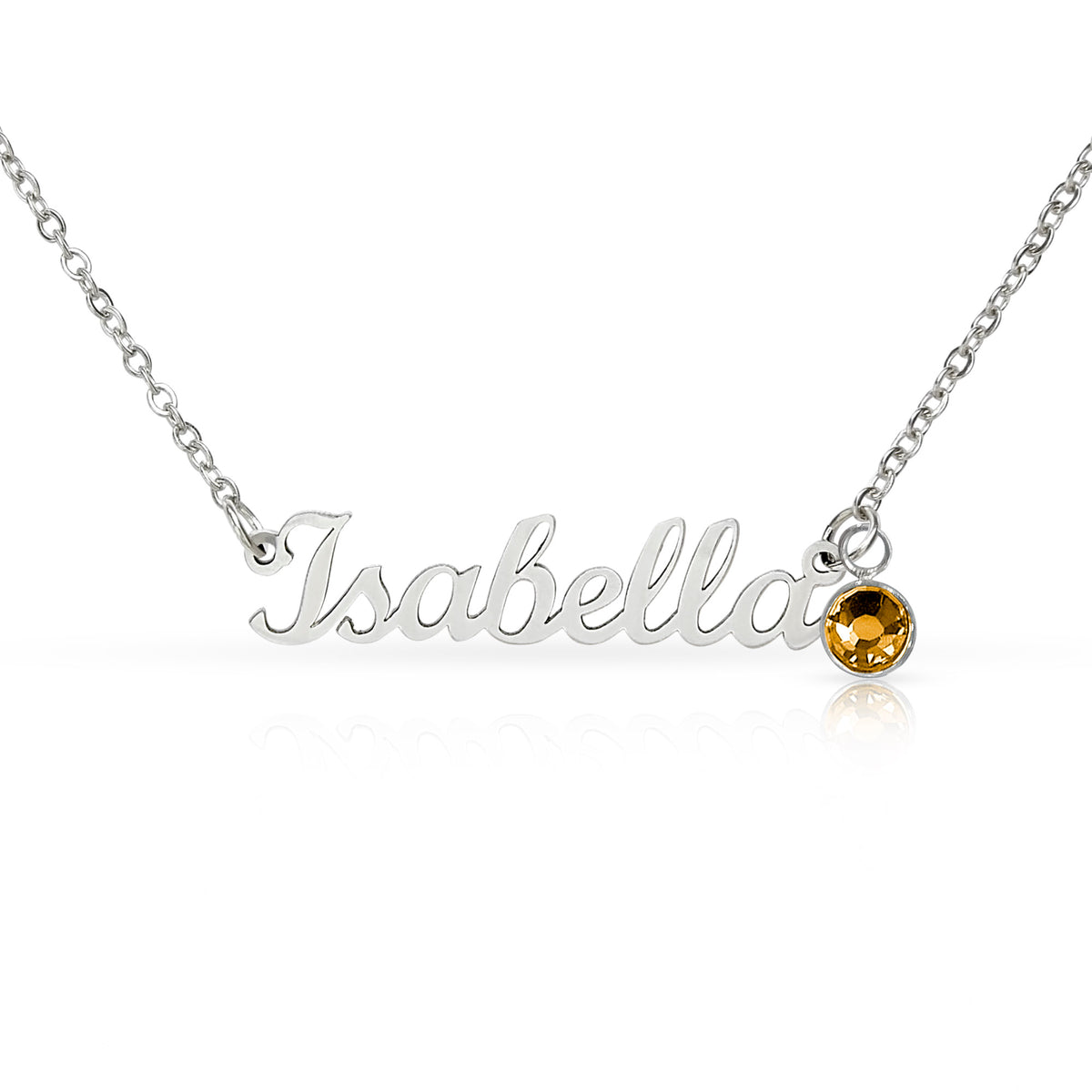 Custom name necklace with birthstone charm