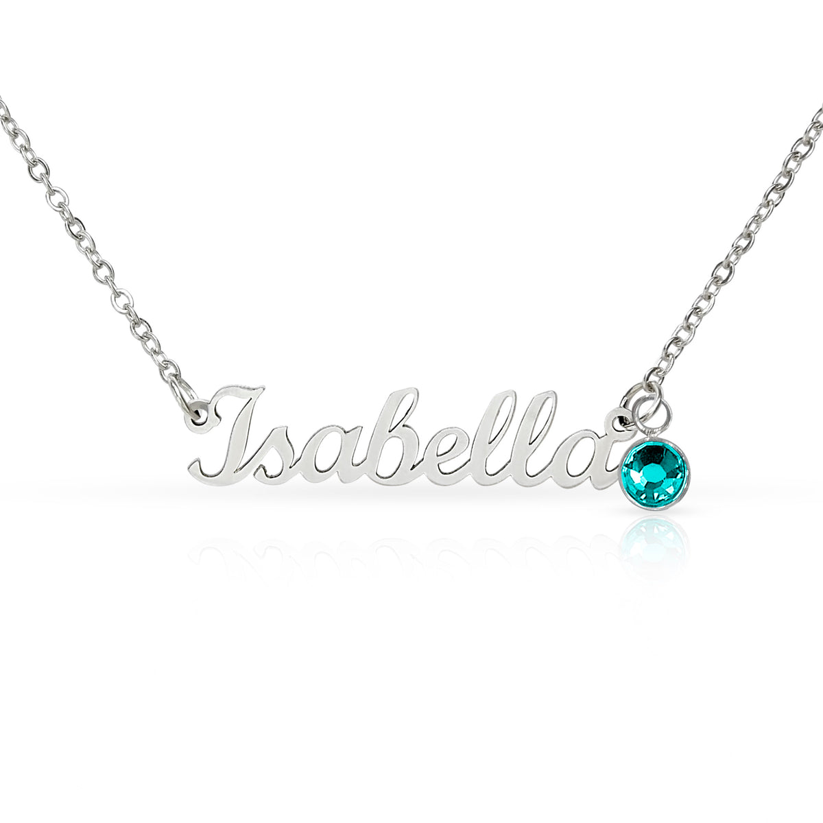 Custom name necklace with birthstone charm