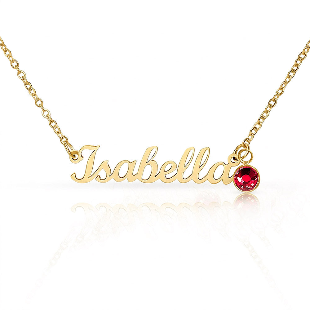Custom name necklace with birthstone charm