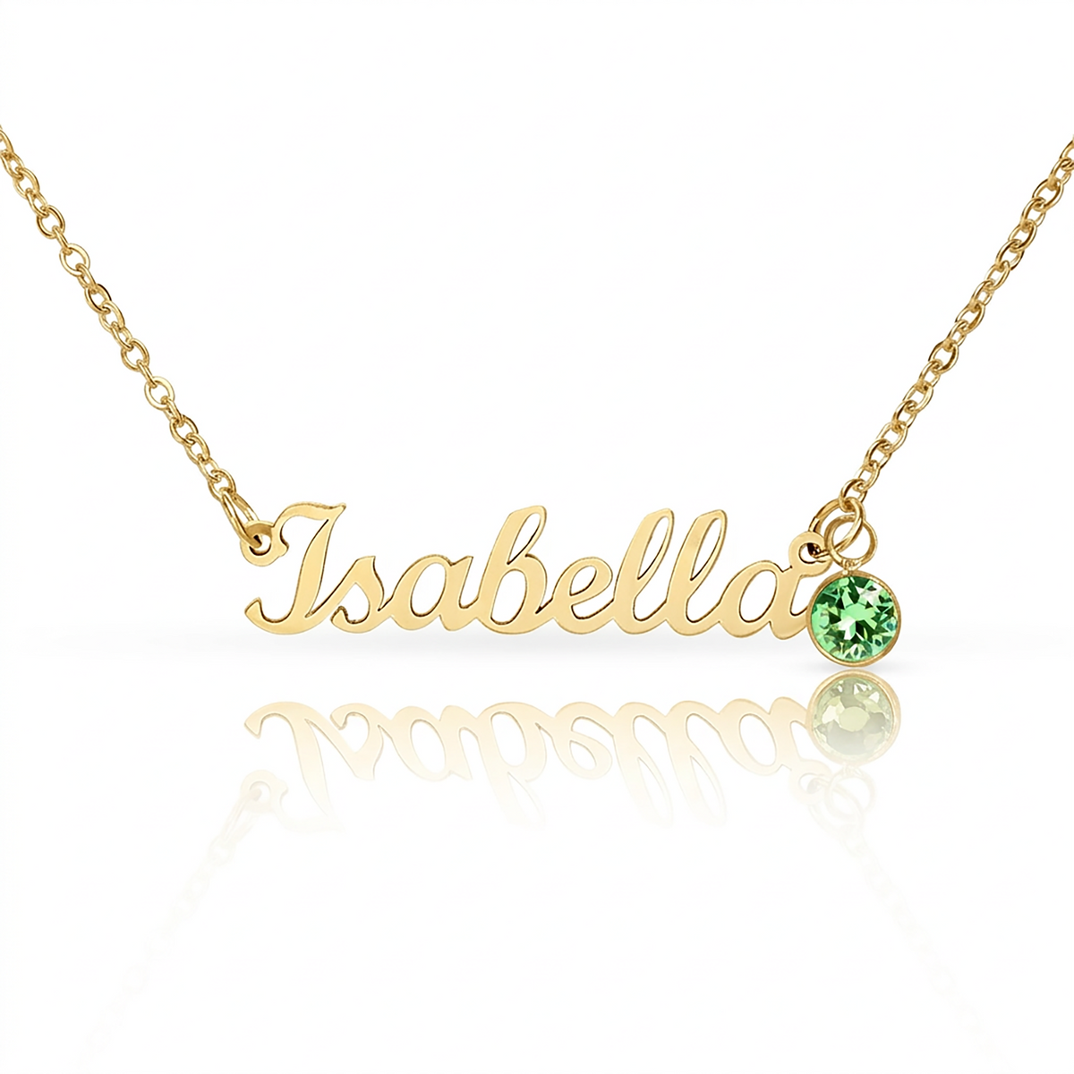 Custom name necklace with birthstone charm